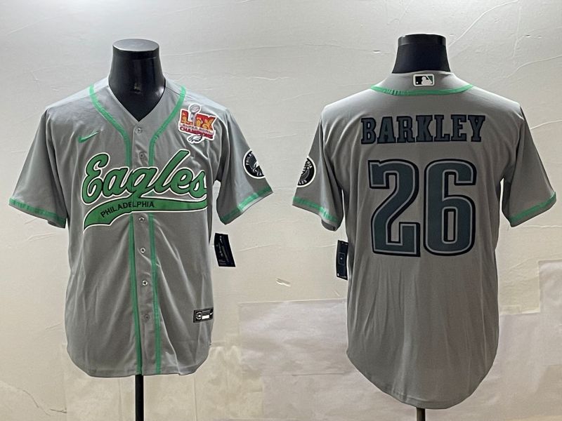 Men Philadelphia Eagles 26 Barkley Grey Jointly Name 2025 Nike Limited NFL Jersey style 7